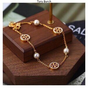 Tory Burch paved pearl bracelet